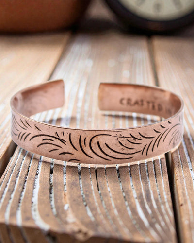 Tibetan Copper Bracelet Tribal Flow – Wide Scrolls