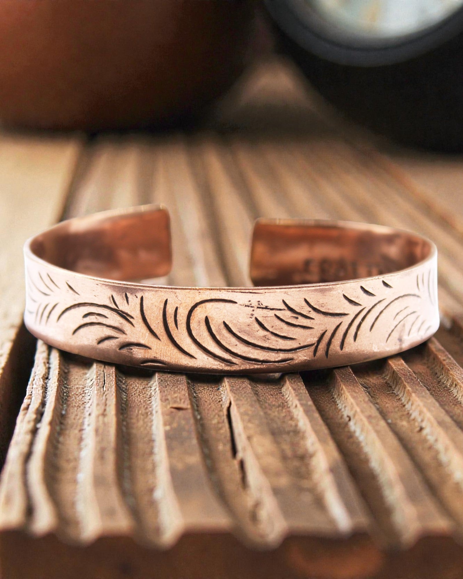 Tibetan Copper Bracelet Tribal Flow – Wide Scrolls