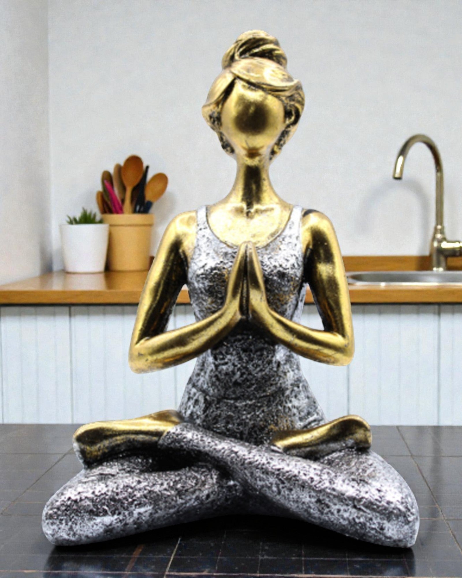 Woman Figurine 24 cm – Yoga Gold-Silver Classic